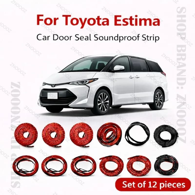 Car Door Seal Strip Rubber Double Layer Soundproof Dustproof Waterproof Door Weatherstrip 12PCS Set For Toyota Estima