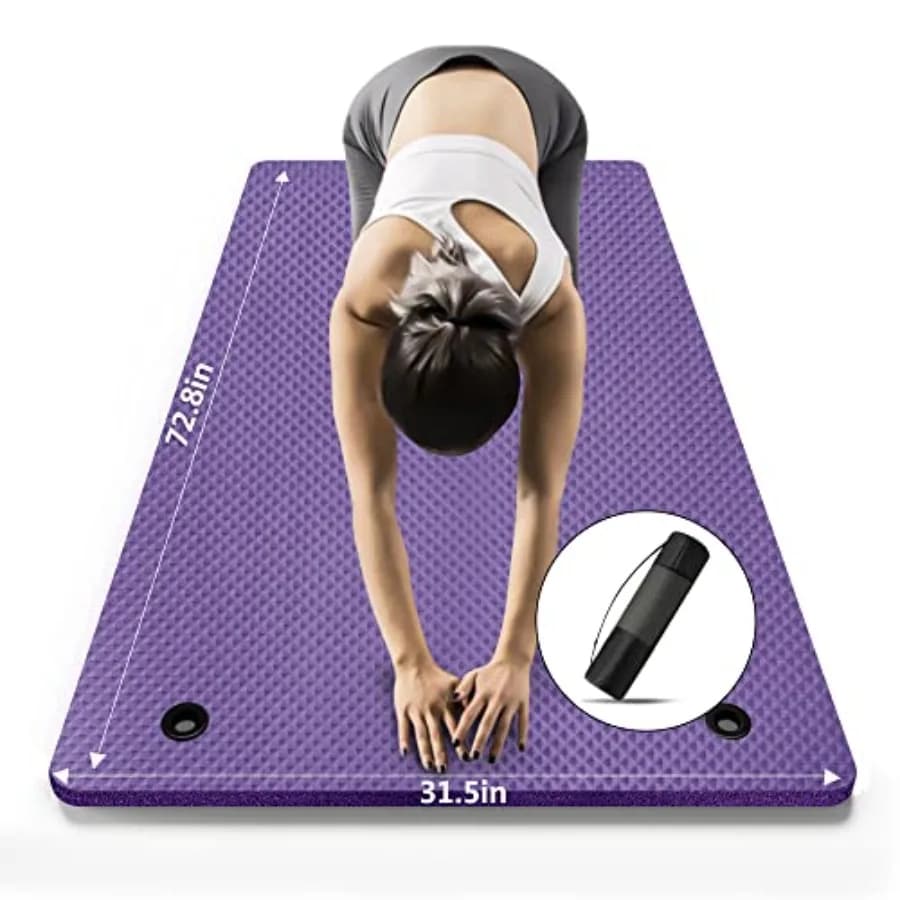 Tappetino da yoga 185 cm x 80 cm x 5 mm di spessore con tracolla e borsa, tappetino da allenamento extra largo per donne e uomini, tappetino antiscivolo per esercizi.