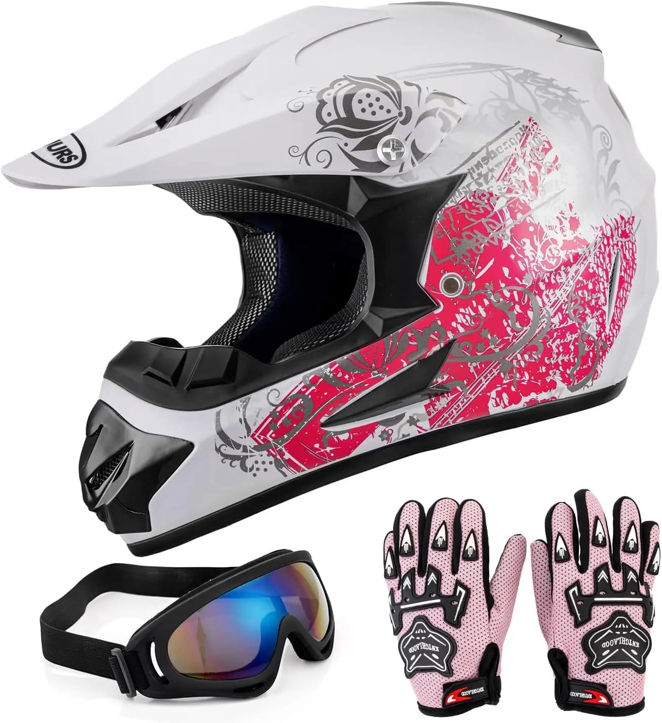 DOT Casco da bici da cross per ragazzi e ragazze dai 5 ai 14 anni Motocross a quattro ruote BMX MX UTV Motoslitta Go Kart Racing Skateboard Baseb