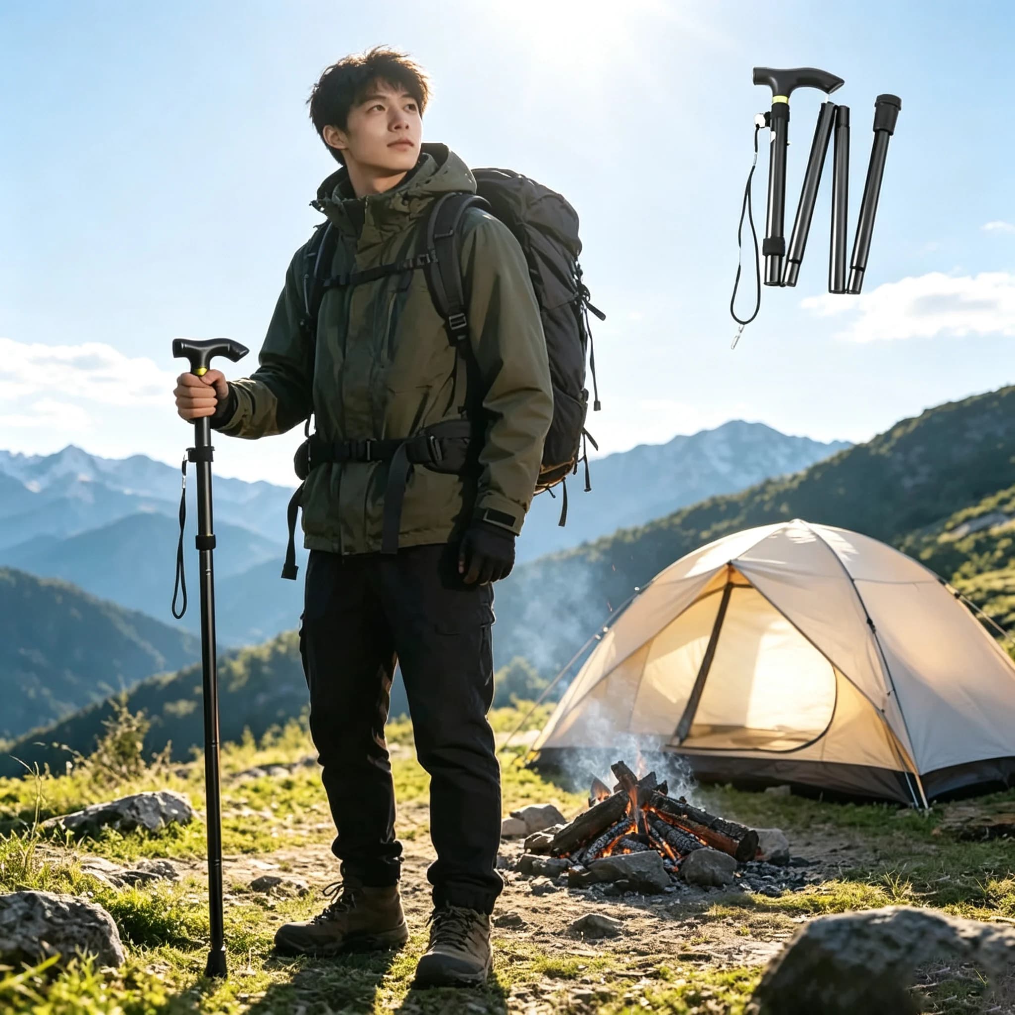 Trekking Poles Alpenstock Telescopic Ultralight Premium Nordic Walking Camping Hiking Easy to Fold Hiking Cane Walking Sticks