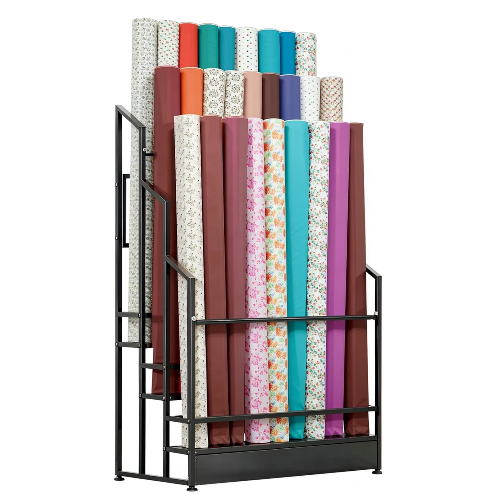3 Level Fabric Display, Metal Scaffold for Vinyl Rolls, for Curtains/Packet Card