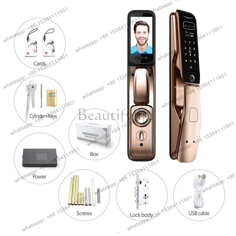 Serratura Intelligente Tuya Wifi con Impronta Digitale, Riconoscimento Facciale 3D, Password Elettronica, Allarme di Sicurezza Domestica