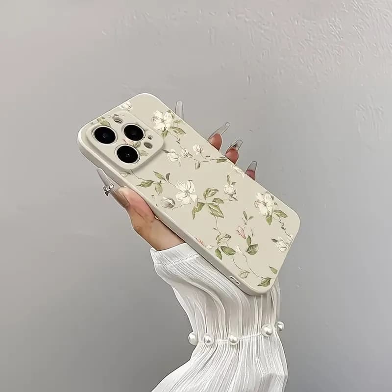 Cover Morbida in Silicone con Motivo Floreale per iPhone 17 16 15 14 13 12 11 Pro XS Max 7 8 Plus Mini Air 17e 16e SE 2022 X XR