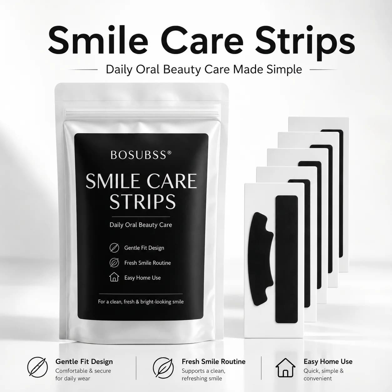 1/5 Pair of Black Dry Tooth Stickers, Focusing on Whitening Teeth, Removing Stains and Plaque, and Beautifying Teeth