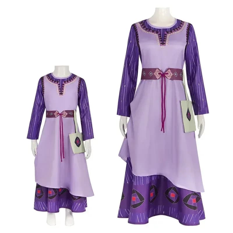 Film Wish Princess Asha Cosplay Abito viola per ragazze Natale Bambini Sera Festa di compleanno Costume Hall4;v'5,f;6.j;8'