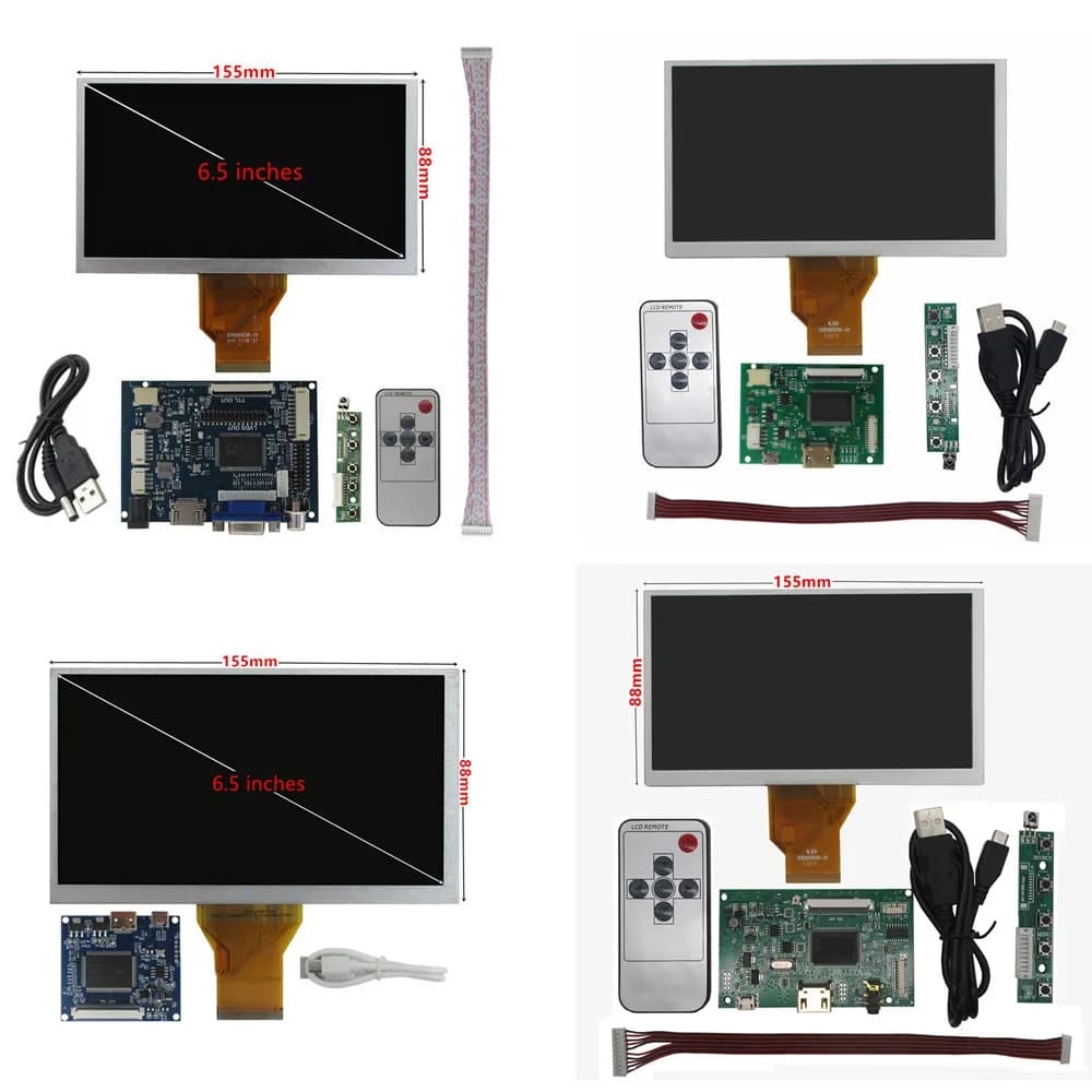 6.5 inch LCD screen monitor 800*480 AT065TN14 with VGA HDMI driver control card compatible for Raspberry Pi Banana Pi