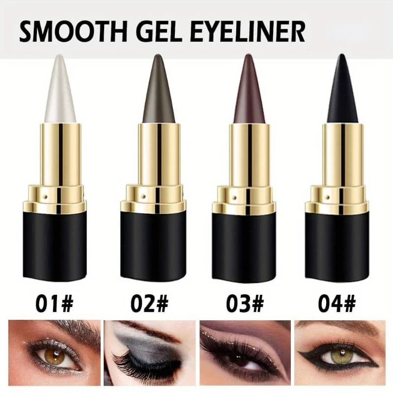 Eyeliner in Gel Liscio Impermeabile Argento Nero ad Alta Pigmentazione, Penna Eyeliner Anti-sbavatura, Ombretto Multiuso, Cosmetici per il Trucco Occhi