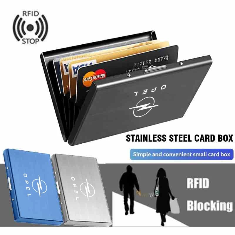 Car RFID Blocking Card Holder Metal Wallet Case Storage Accessories For Opel Astra H J K Insignia Corsa D Zafira Meriva Mokka