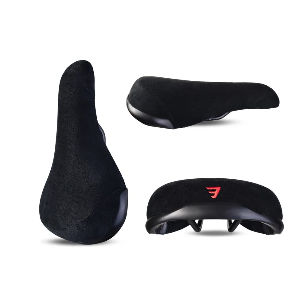 Funsea Accessori per biciclette Stunt Wheelie Sedile per bici Flanella nera con logo ricamato del ciclo verde rosso viola rosa arancione