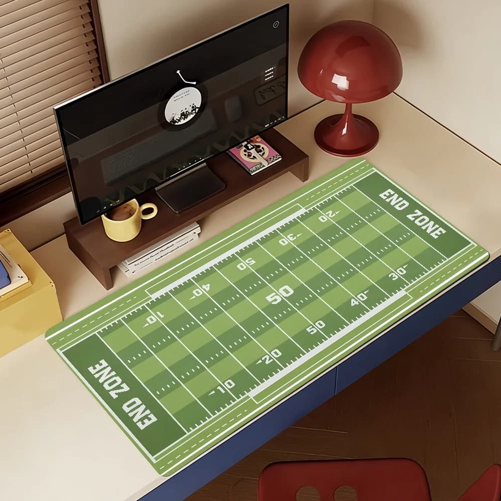 Tappetino per mouse a forma di campo da calcio, antiscivolo in gomma, per computer, gamer, decorazione, scrivania, laptop, ufficio, grande