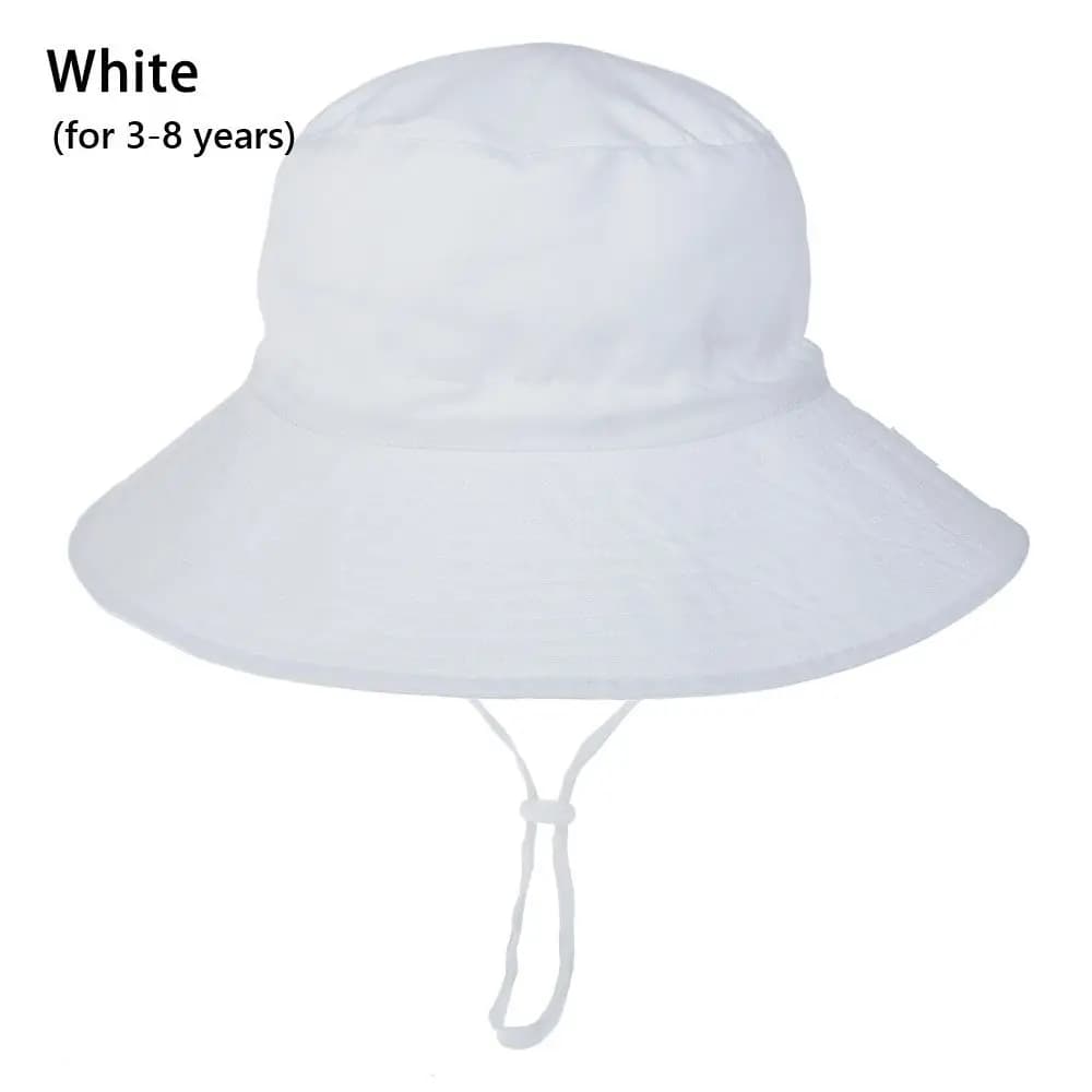 2Pcs Summer Toddler Swimming Hats UV Protection Wide Brim with Adjustable Chin Strap Bucket Hat Beach Cap Sun Hat