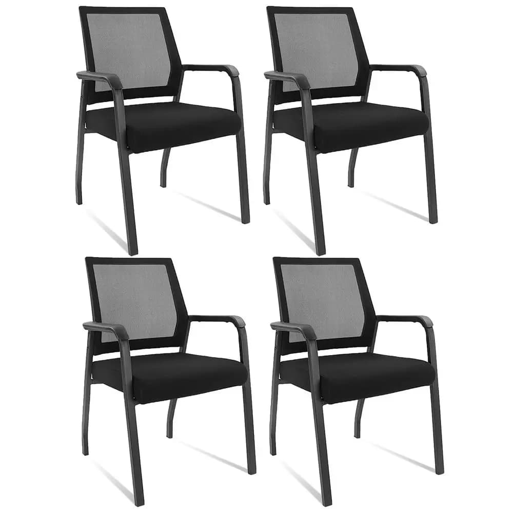 Sedia da Scrivania Senza Ruote, Poltrona con Supporto Lombare Ergonomico e Cuscino Imbottito, Sedie per Sala d'Attesa per Ufficio e Scuola