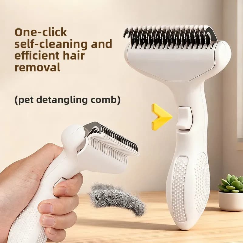 1pc Self Cleaning Fine Pin Dog Grooming Brush Knot Deshedding Comb for Pet Daily Fur Tangle Removal and Hair Care