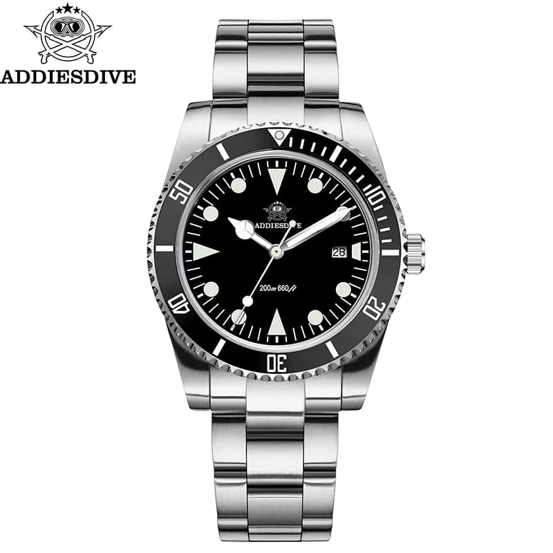 ADDIESDIVE AD2068 39mm Men Sport Watch Ceramic Bezel BGW9 Blue Luminous 20Bar Diving Date 316L Stainless Steel Quartz Watches