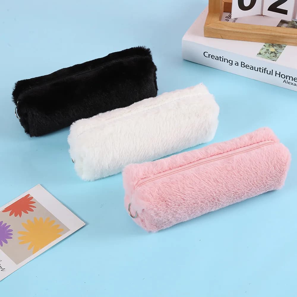 Organizer per cancelleria per studenti con custodia per penne in peluche tinta unita Bview Art
