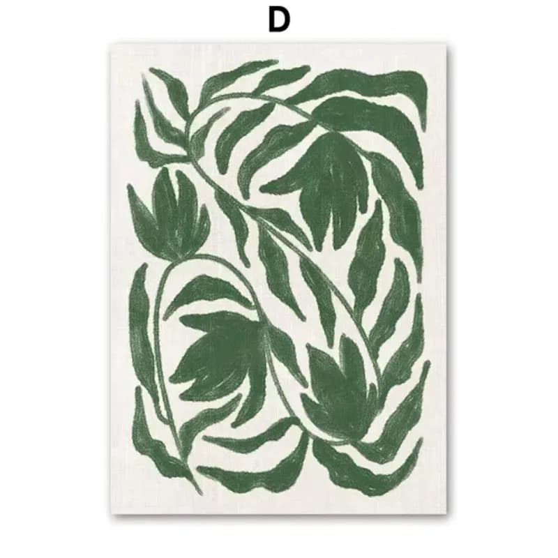 Quadri su tela con stampa artistica da parete, motivo Boho Astratto Ragazza, Vaso Cocktail, Foglie e Fiori, per Decorazione Soggiorno