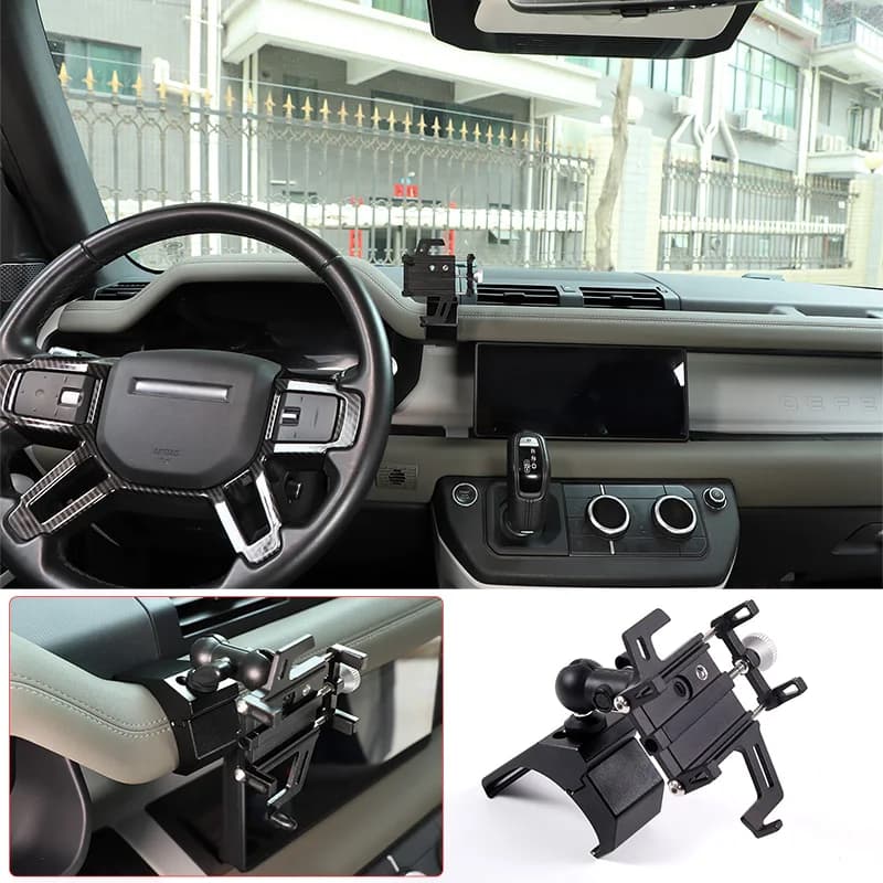 Supporto per telefono cellulare in lega di alluminio Trim per Land Rover Defender 110 2020-2024 Accessori per supporto per telefono cellulare per presa d'aria per auto