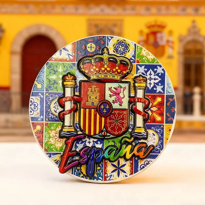 Piastrella spagnola Ricordo da viaggio Corona creativa Bandiera3d3D Magneti magnetici per frigorifero dipinti per decorazioni per la casa