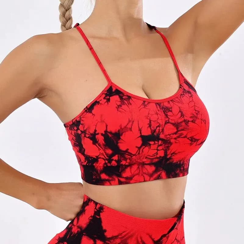 CZGUKE vest with seamless straps tie-dye, women's yoga vests, sports gym top, running vest, women's bra without padding