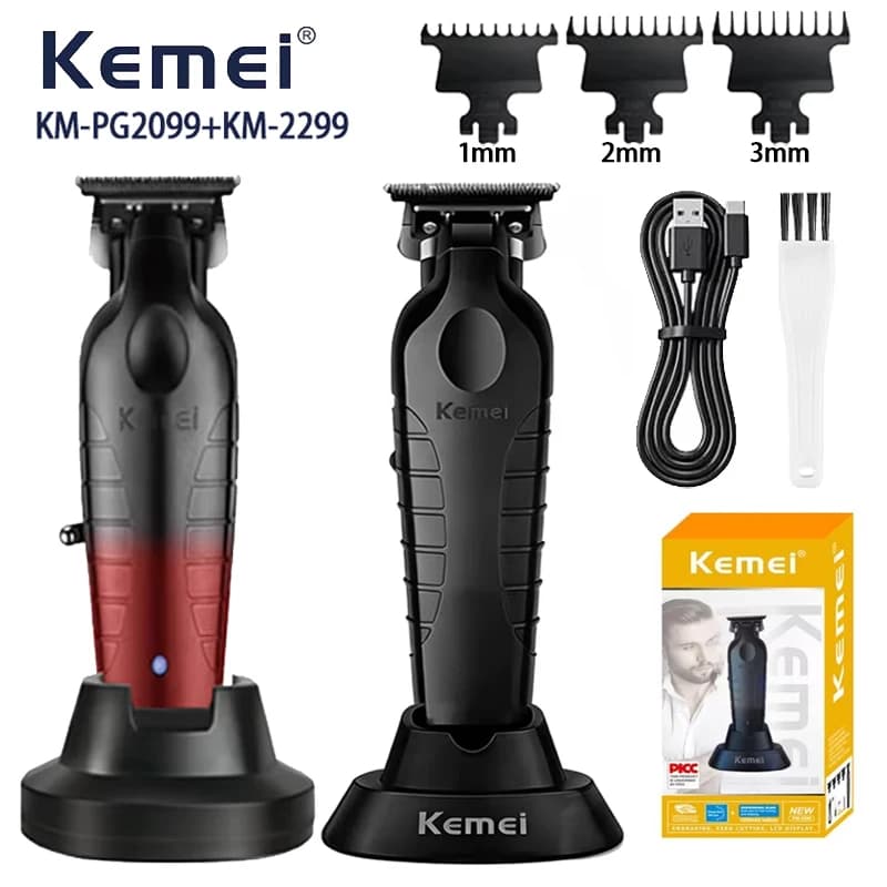 Kemei electric haircut KM-2299D with base Electric charger USB charger Haircut cutter head oil KM-2299