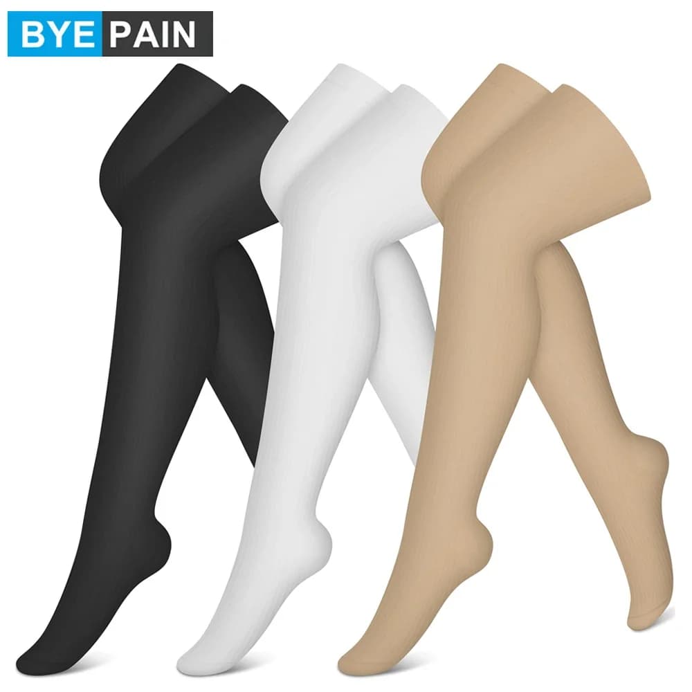 1 paio di calzini a compressione alta per coscia per donna e uomo, circolazione sopra il ginocchio, miglior supporto per corsa, ciclismo, atletica, viaggi