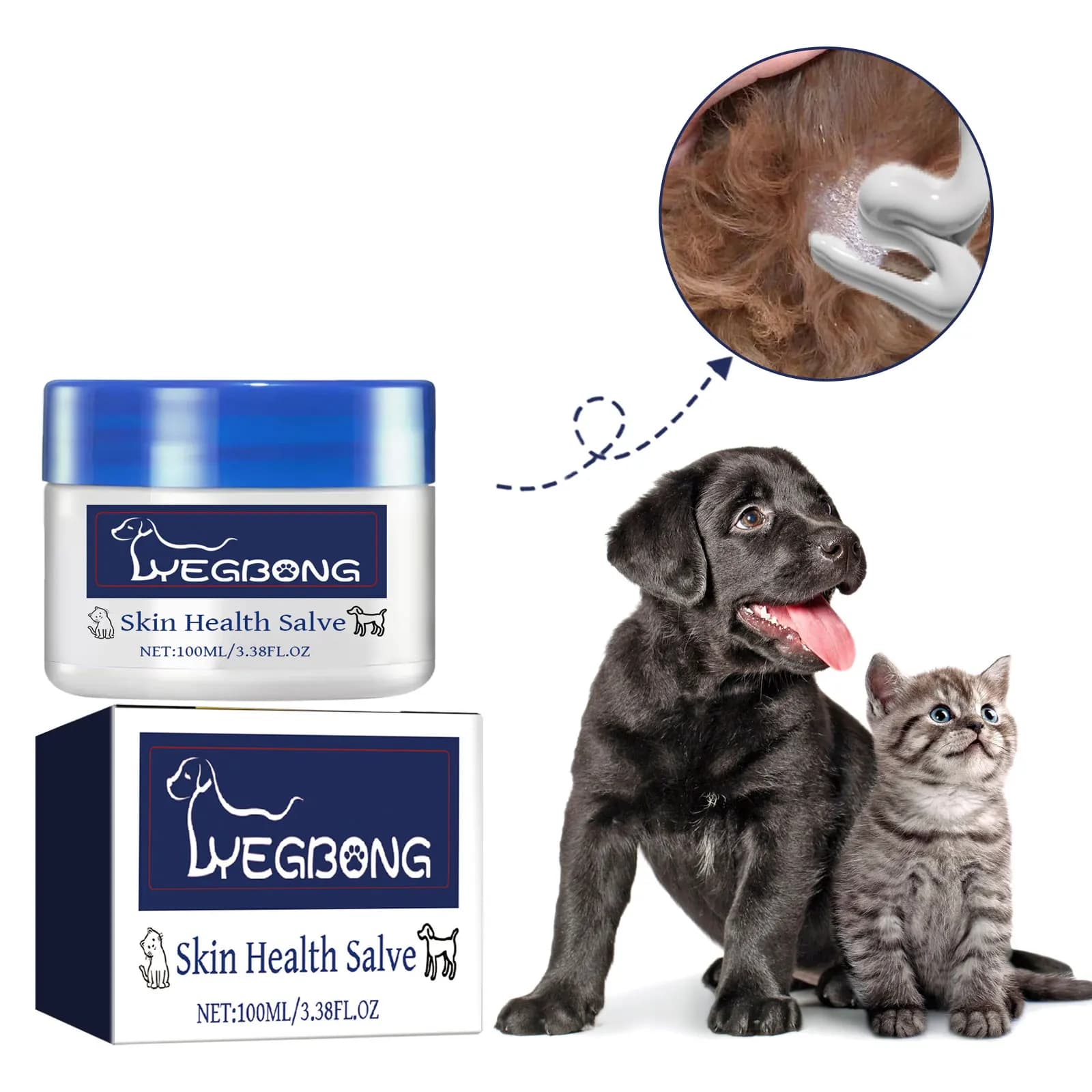 Crema riparatrice per la pelle degli animali domestici da 100 ml - Trattamento per tigna per cani e gatti, allevia il prurito, guarisce le malattie della pelle secca, idratante