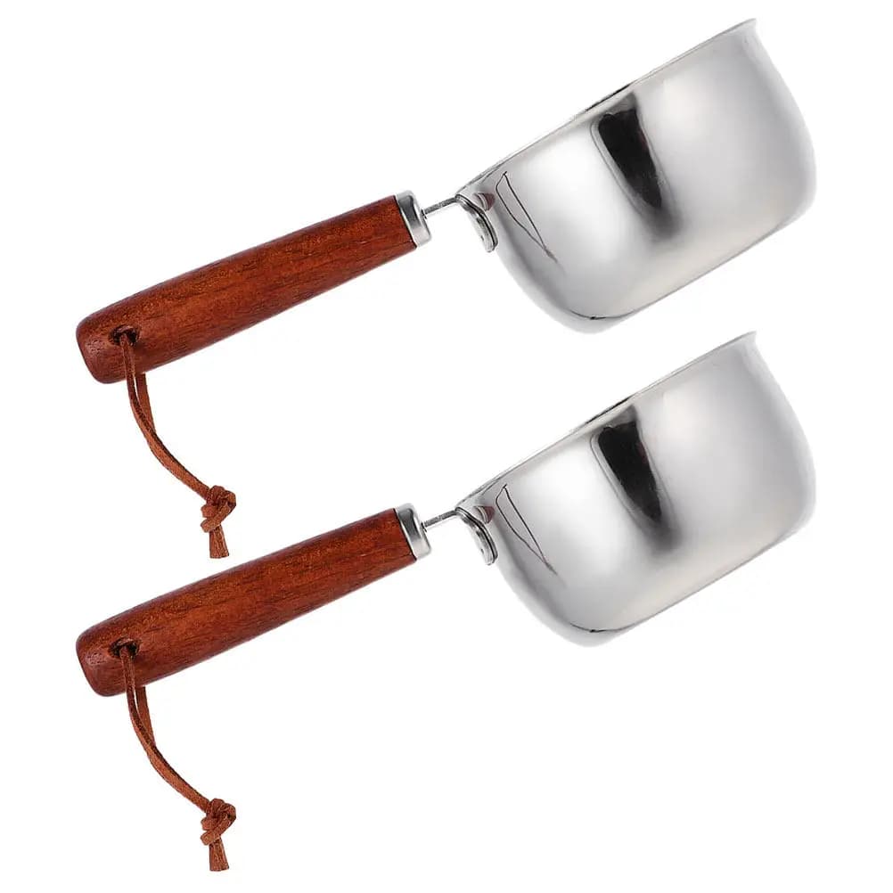 2 Pentole Piccole in Acciaio Inossidabile per Cucinare Olio, Latte, Burro, Bollire, Friggere, Cuocere a Vapore - Mini Pentola Portatile con Manico