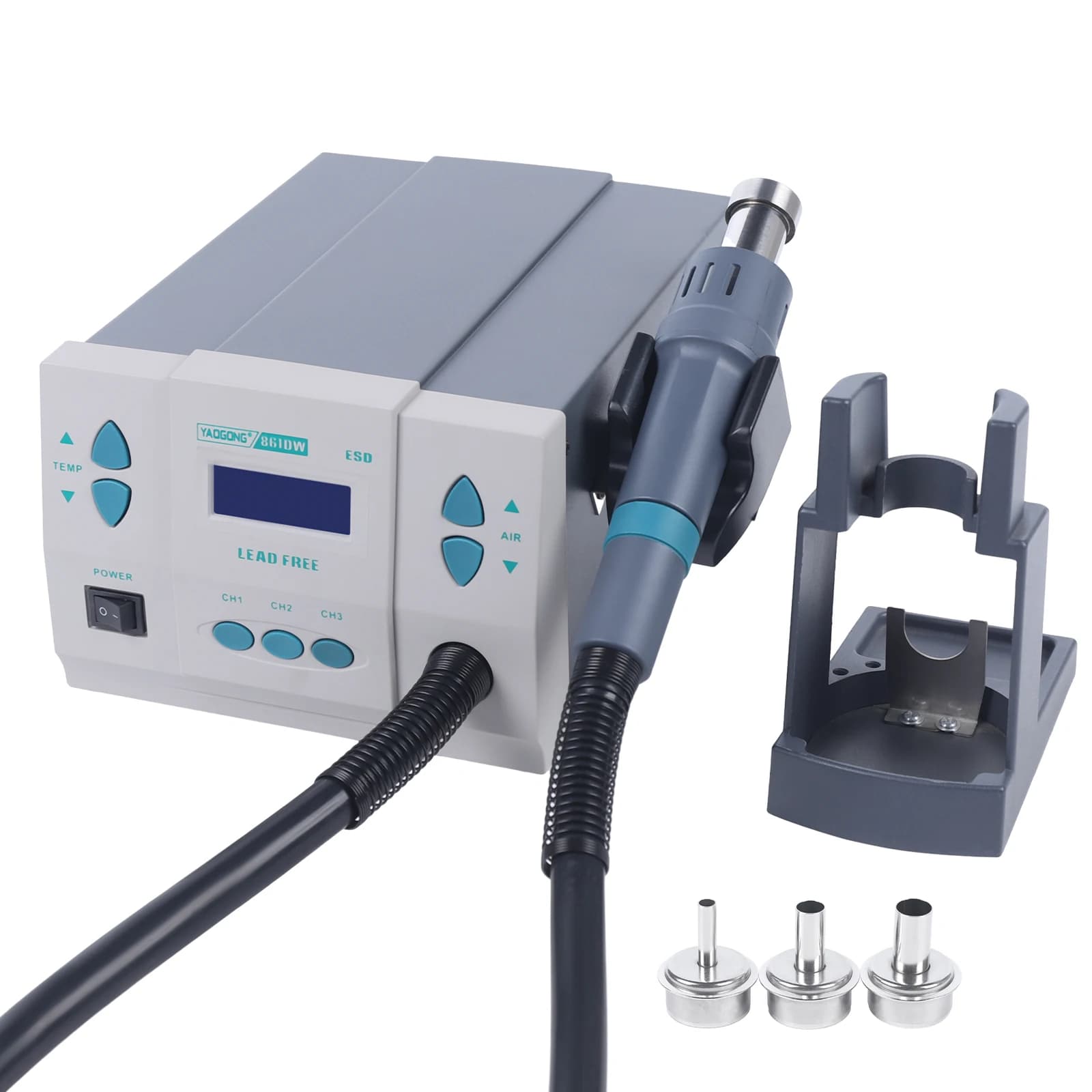 1000W Saldatura Aria Calda Brushless Turbo Ventilatore Pistola di Calore Controllo Preciso della Temperatura Display Digitale Caldo Stazione di Rilavorazione Dell'aria 861DW
