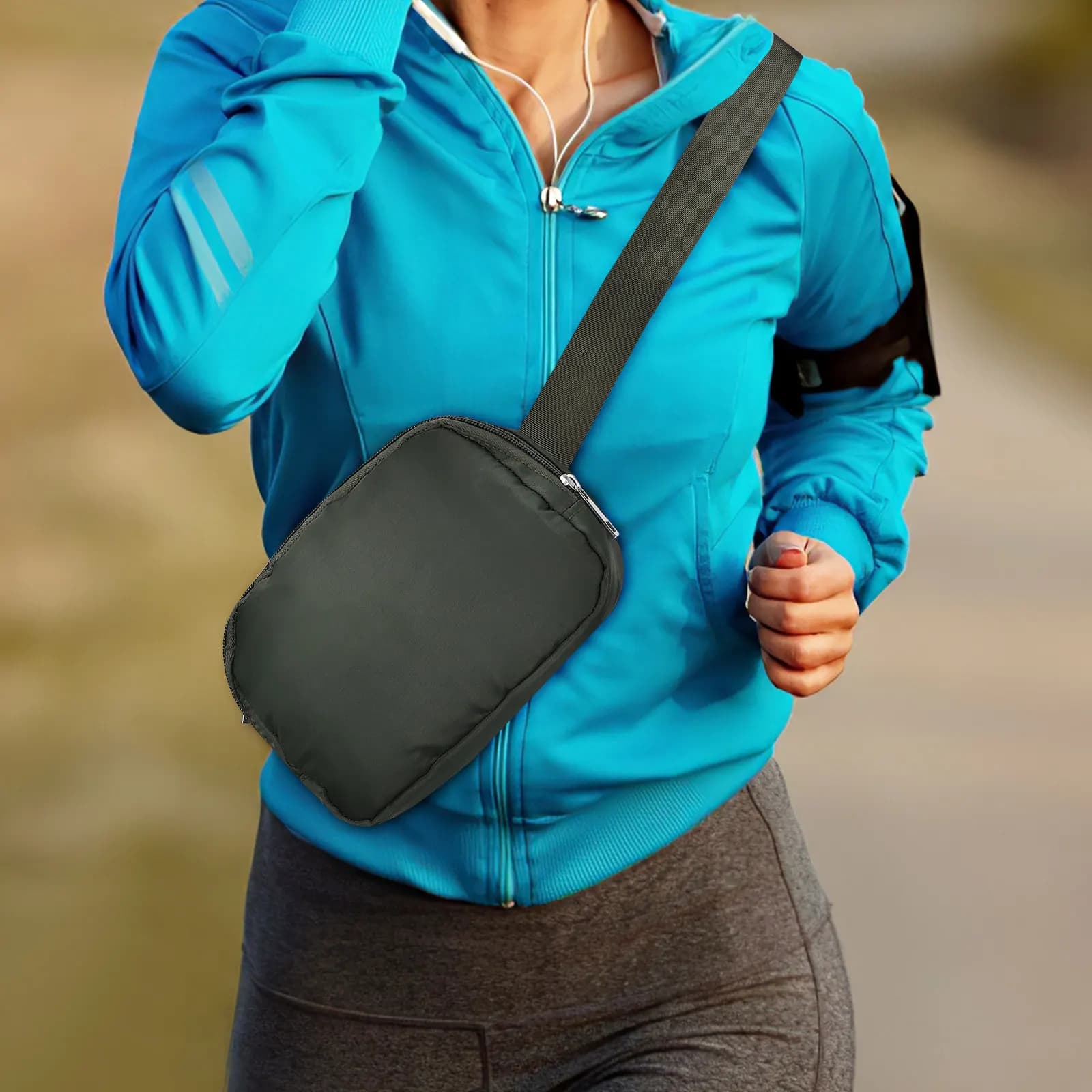 Marsupio Leggero Impermeabile in Nylon, Borsa a Tracolla Regolabile per Corsa, Escursionismo, Viaggi e Sport
