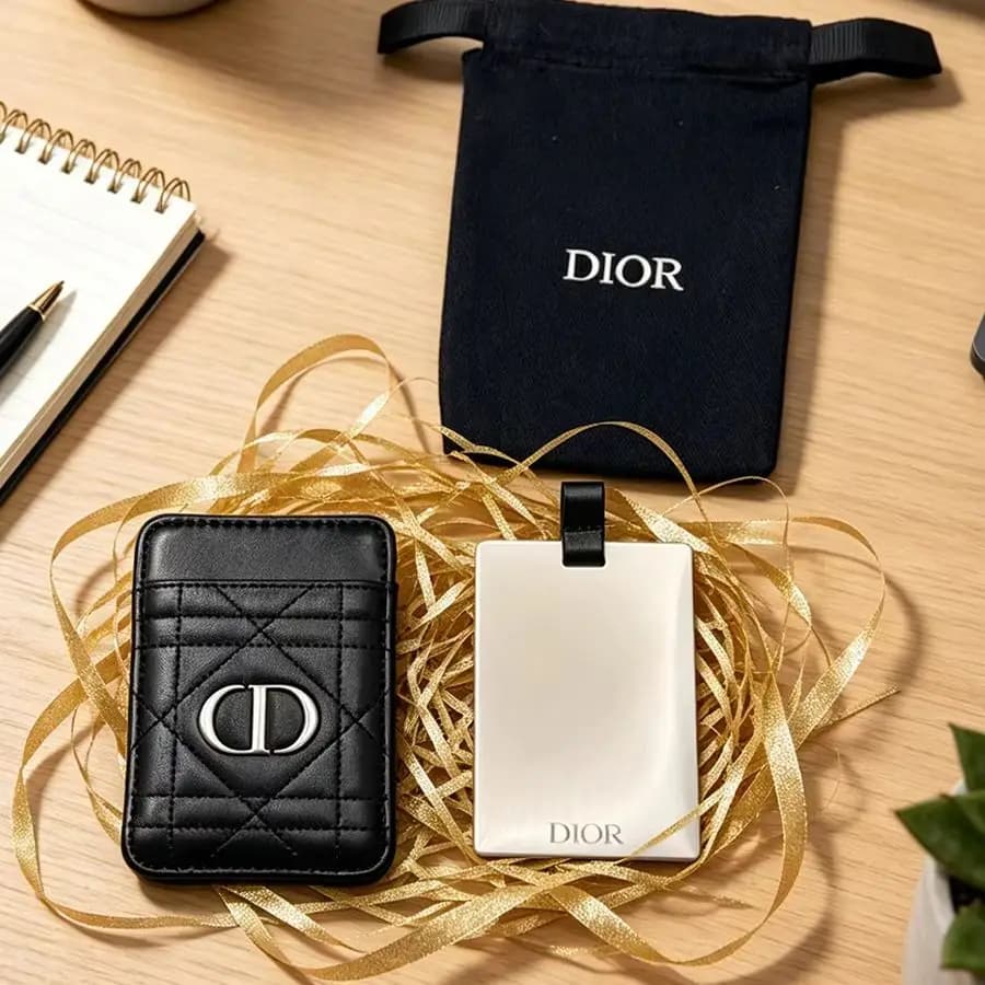 Dior Dior’s Bag Multi-functional Portable Double Sided Touch Up Mirror Integrated Card Holder Compact Pocket Makeup Mi