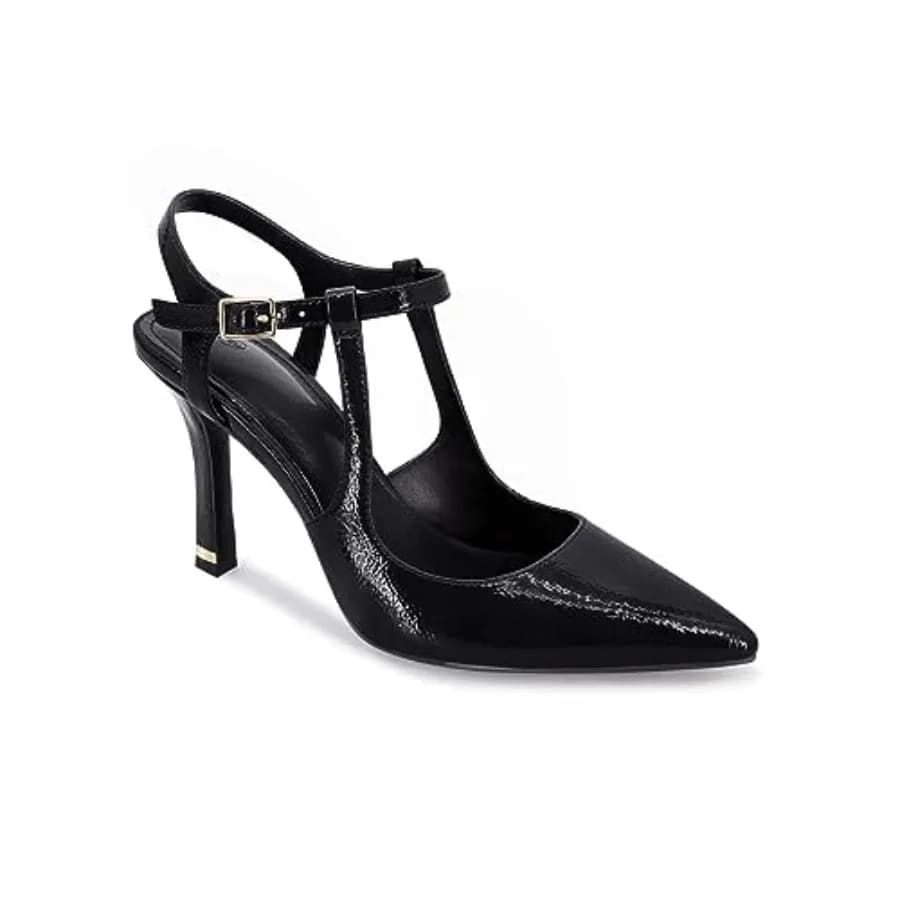 Scarpe da Donna con Tacco Alto, Punta Affusolata, Cinturino alla Caviglia, in Vernice, Sexy Stiletto per Ufficio e Cerimonie