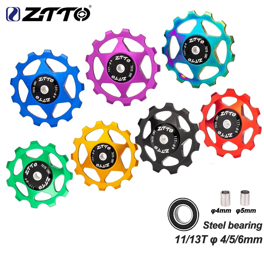 ZTTO 11T 13T MTB Deragliatore Posteriore Della Bicicletta Jockey Ruota Cuscinetto In Acciaio Puleggia AL7075 CNC Bici Da Strada Rullo Guida Tenditore 4mm 5mm 6mm
