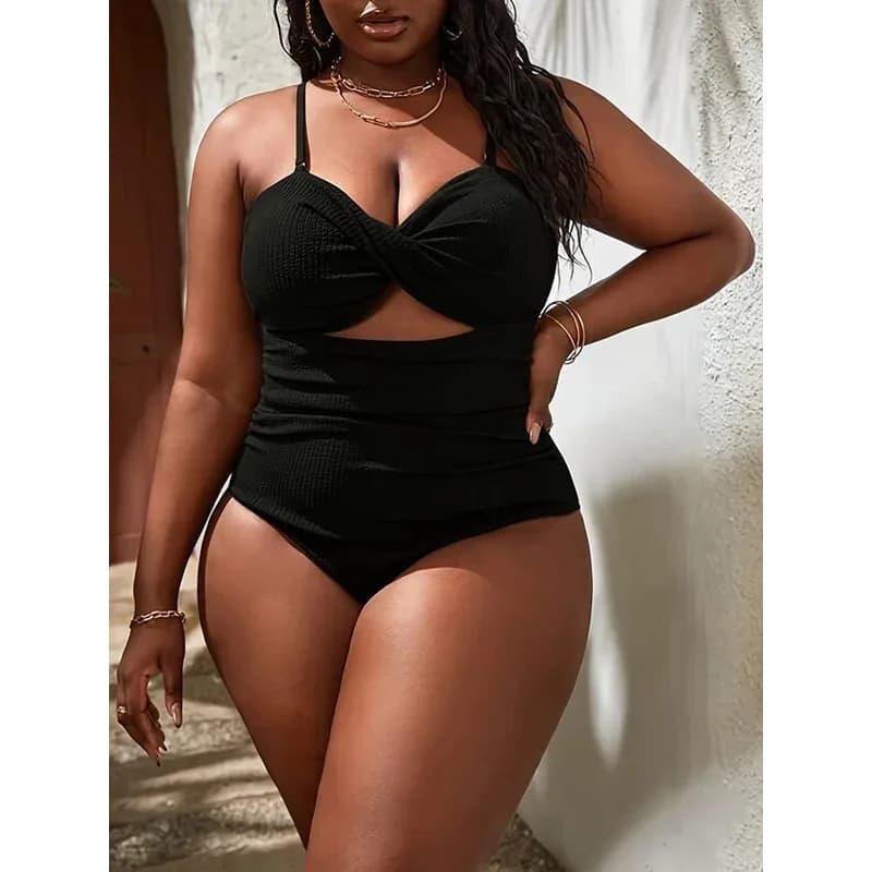 2026 Curvy Women Plus Size Push Up One Piece Monokini Bikini Tummy Control Beach Bathing Suit