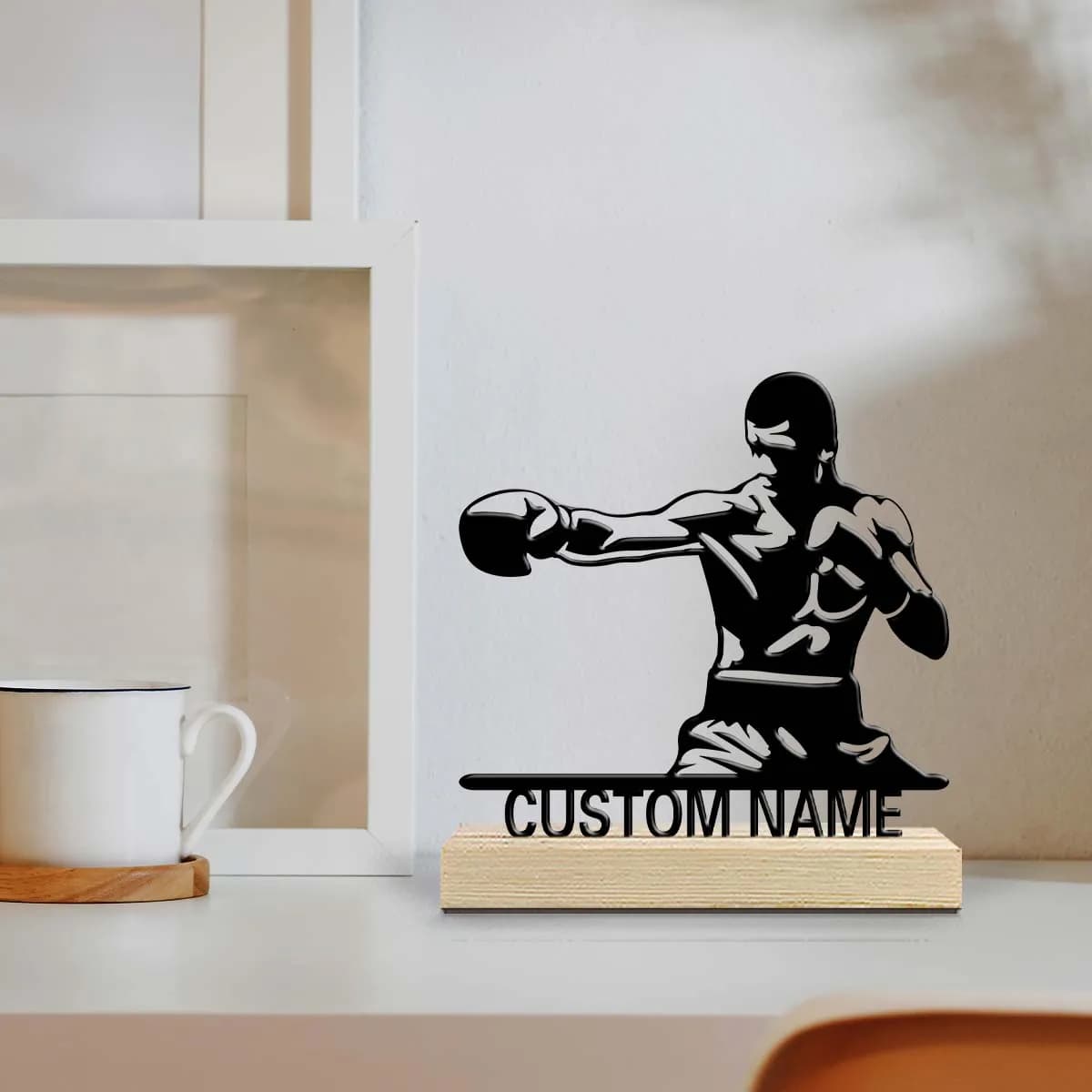 1pc Personalized Retro Iron Statue Decoration Custom Content Equipped with A Wooden Base Home or Office Decorations