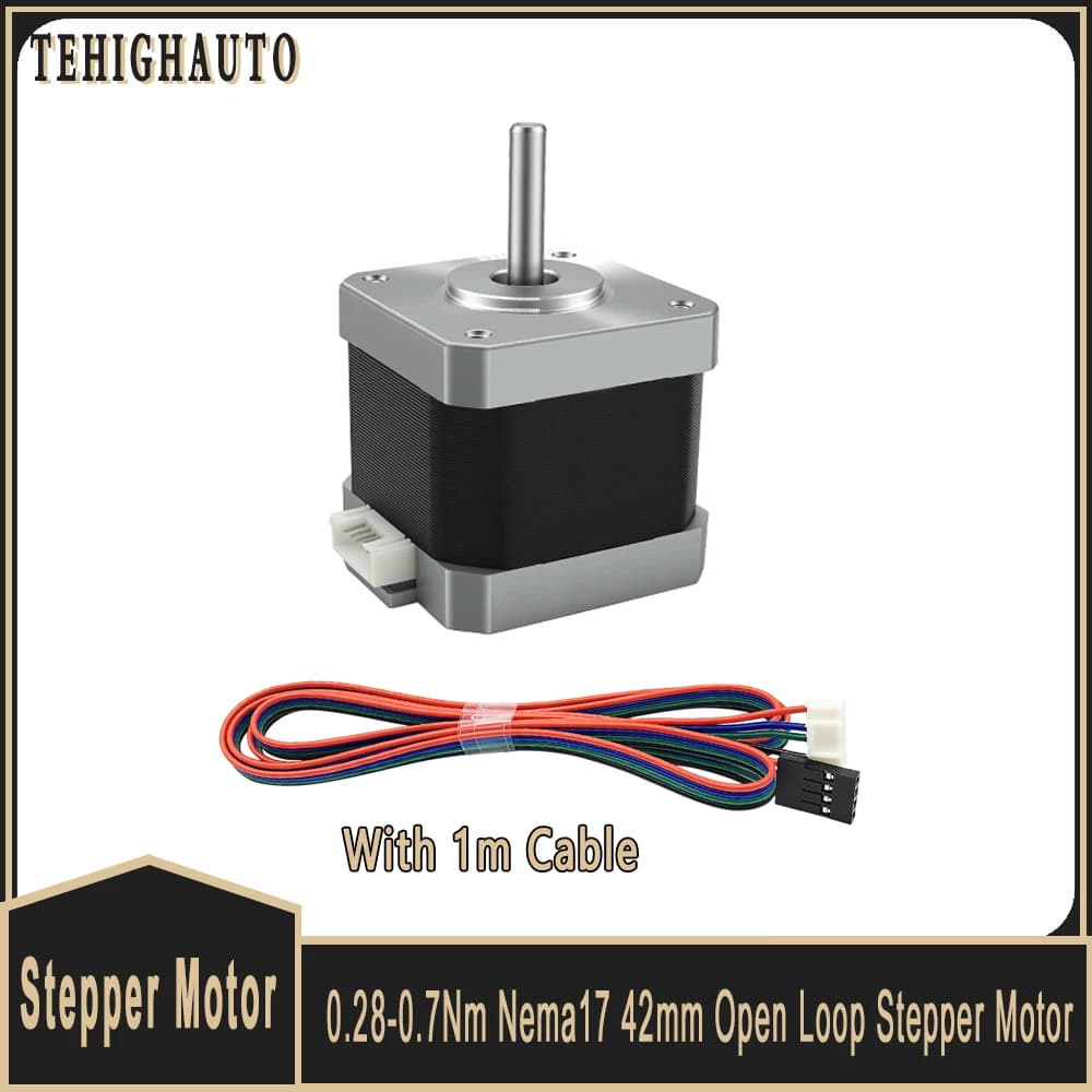 Nema 17 42mm Stepper Motor Open Loop High Torque 2-Phase 0.28-0.7Nm with 1m Cable for 3D Printer CNC Router Engraving Machine