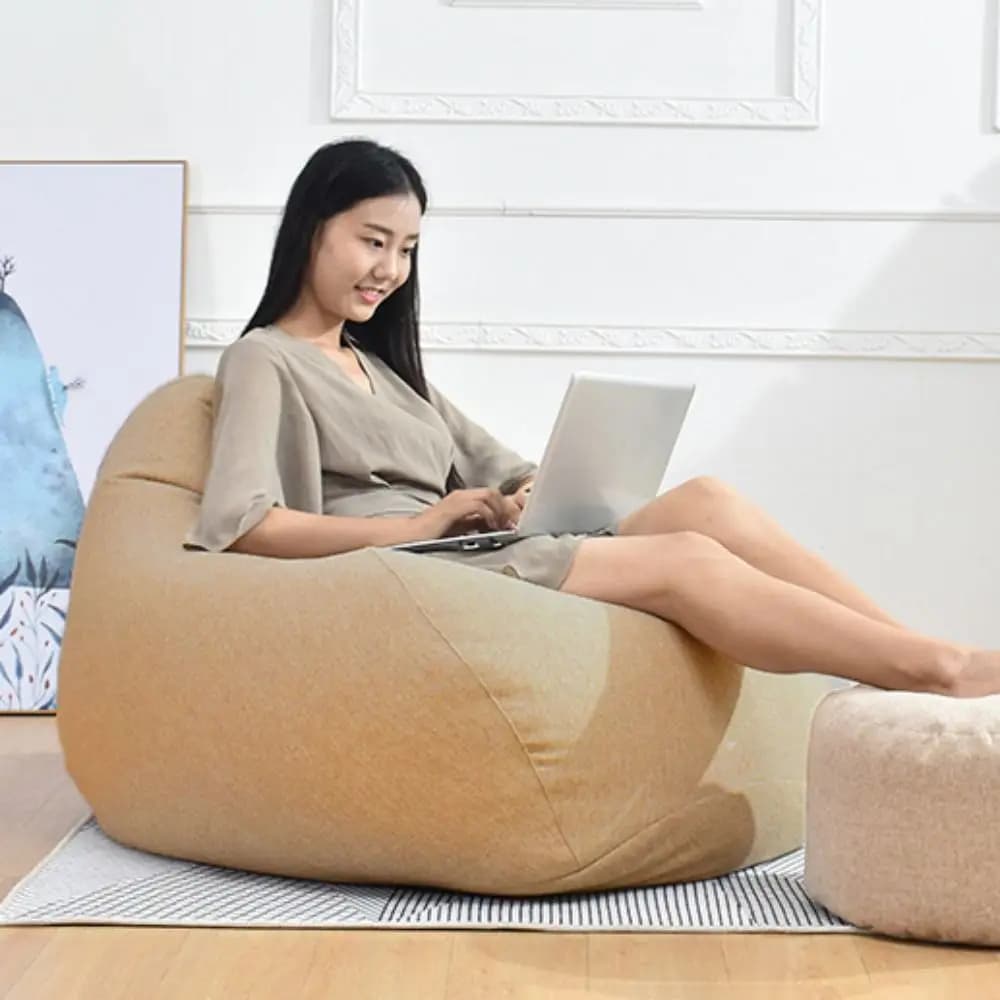 Home Decoration Comfortable Bean Bag Chair Sofa Cover Removable Washable Lazy Sofa Cover Soft Breathable Puff Couch Cover Adults