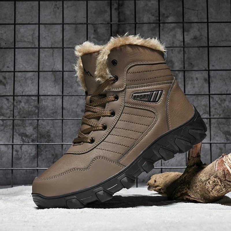 Men's Winter Boots Thickened Velvet Warm Cotton Shoes for Women Waterproof Outdoor Hiking Boots Sneakers Male Leather Boots