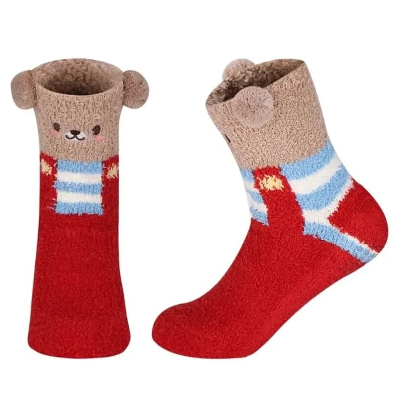 Women's Short Socks Fuzzy Winter Ladies Floor Hot plush Comfortable cartoon Animal Fuzzy Cute Slippers Kawaii Socks Designer