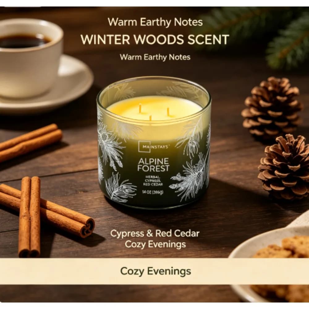 Mainstays Alpine Forest Tri-Wick Gradient Scented Jar Candle, 14 oz