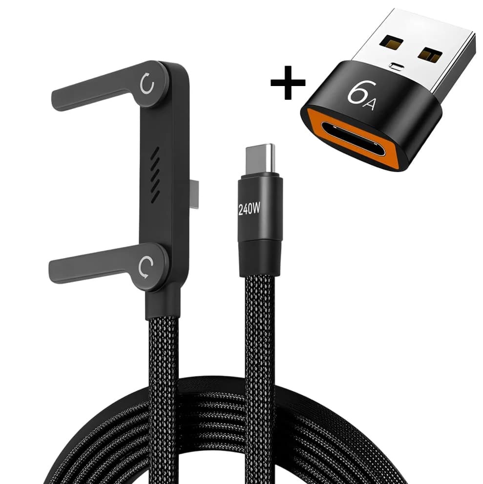 Cavo di ricarica rapida PD da 240 W OTG, supporto pieghevole per telefono per iPhone Samsung Xiaomi Tablet Laptop Accessorio caricabatterie universale