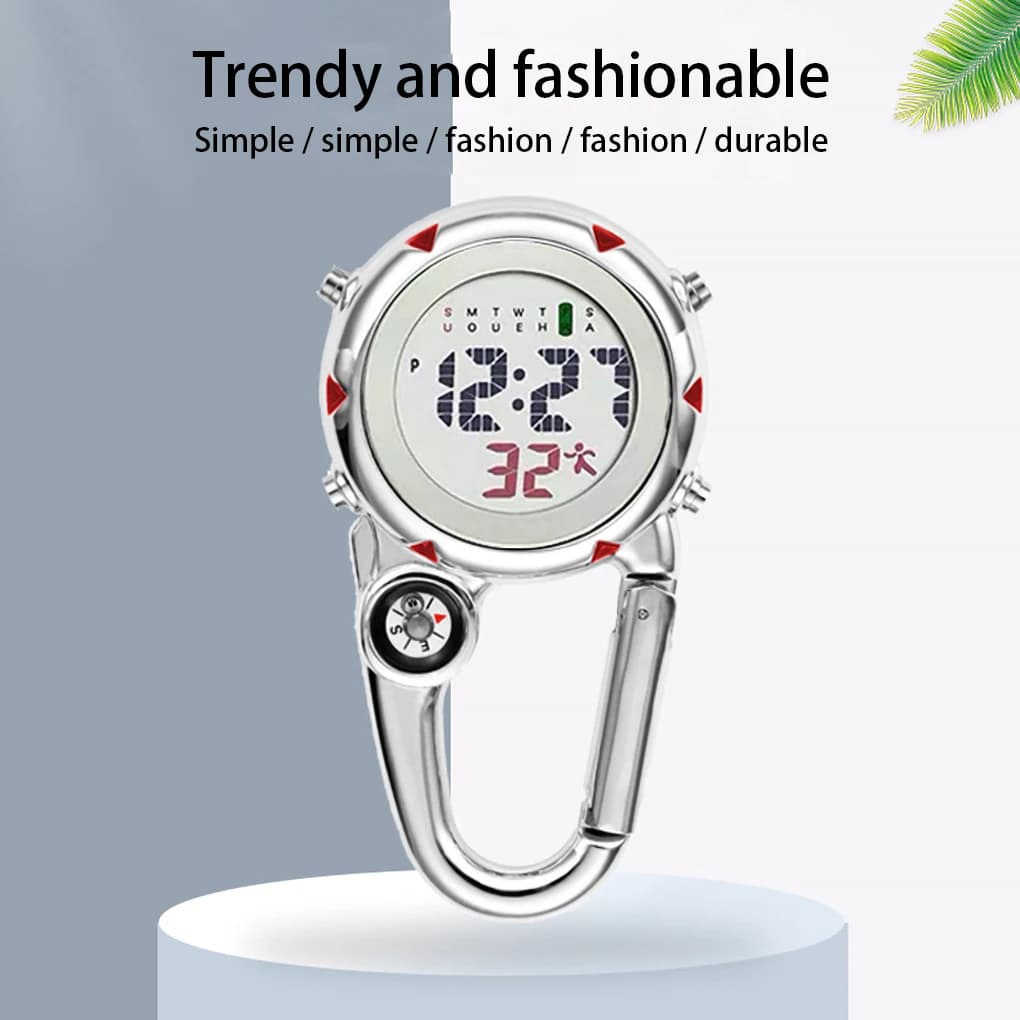 Carabiner Clip Watches Clock Electronic Luminous Multi-function Fob Nurse Watch Men Compasses Display Clocks Gift