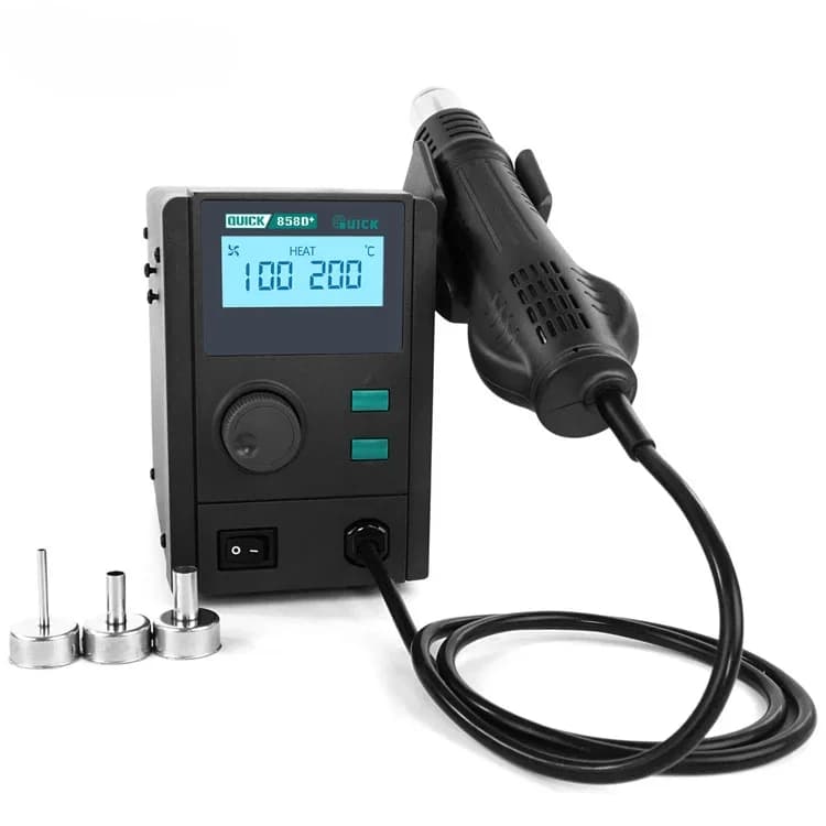 Per QUICK 858D + 220V 700W Stazione di saldatura ad aria calda Display digitale a LED Vento morbido Pistola di calore ad aria calda SMD BGA Stazione di rilavorazione strumenti