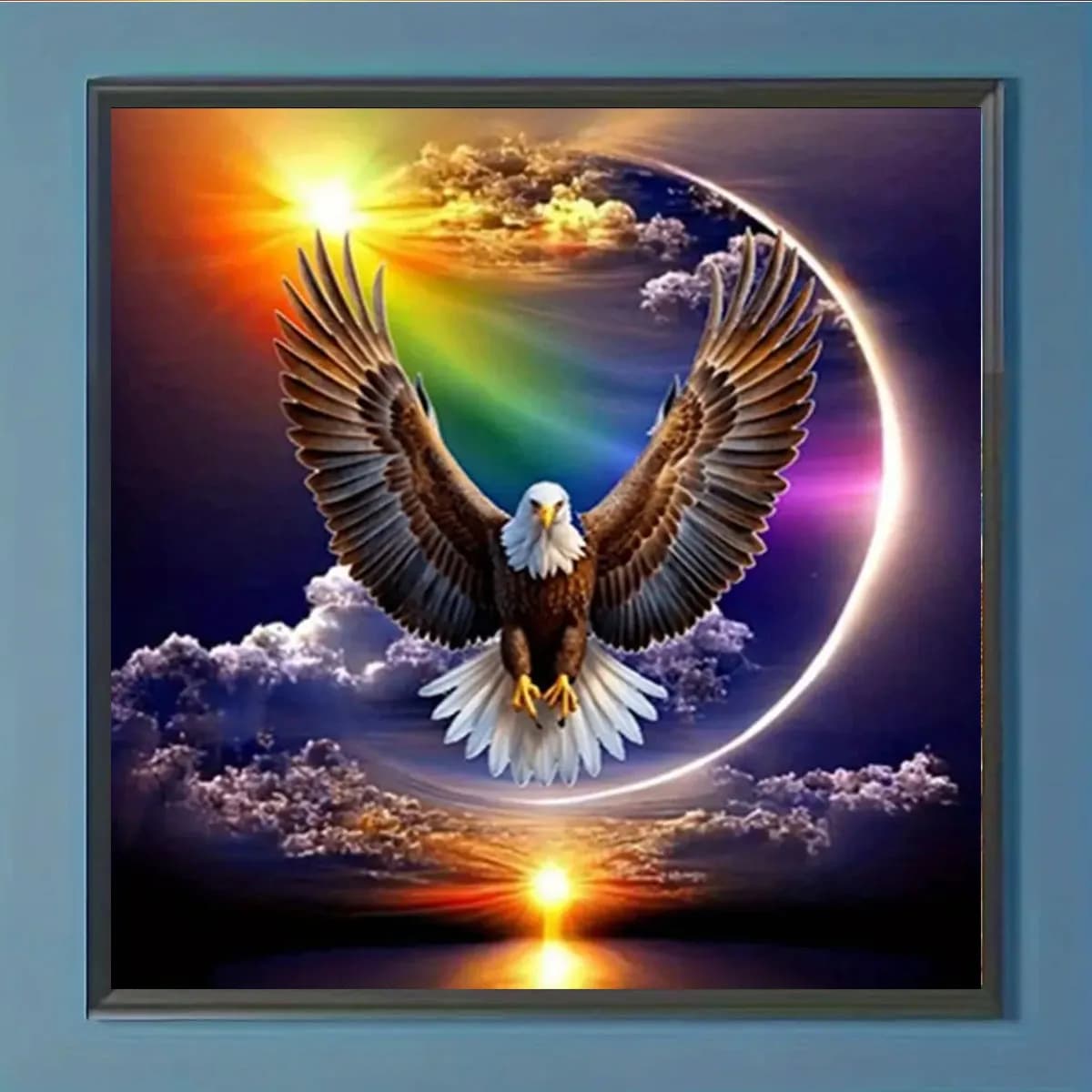 Set di pittura con diamanti 5D, ricamo artistico con diamanti acrilici circolari colorati, set di ricami con croce piena di diamanti fai da te, adatto per H