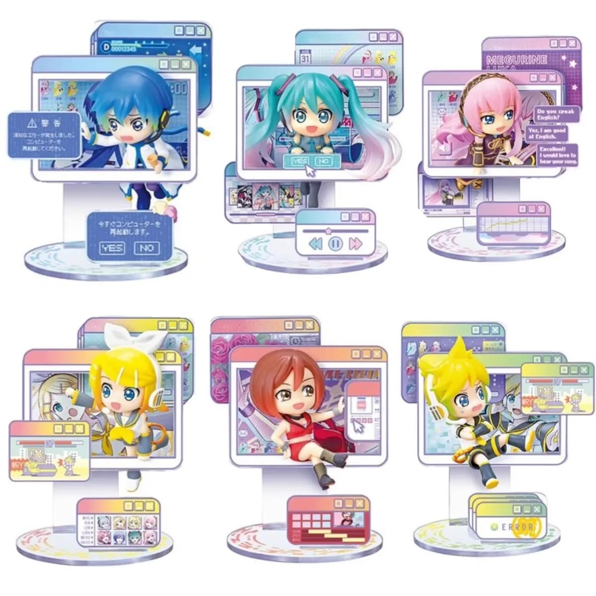 1Pcs Random Style New Anime Hatsune Miku KAITO Rin Len Luka window figure kawaii miniature Model Toys Doll Ornaments Gifts