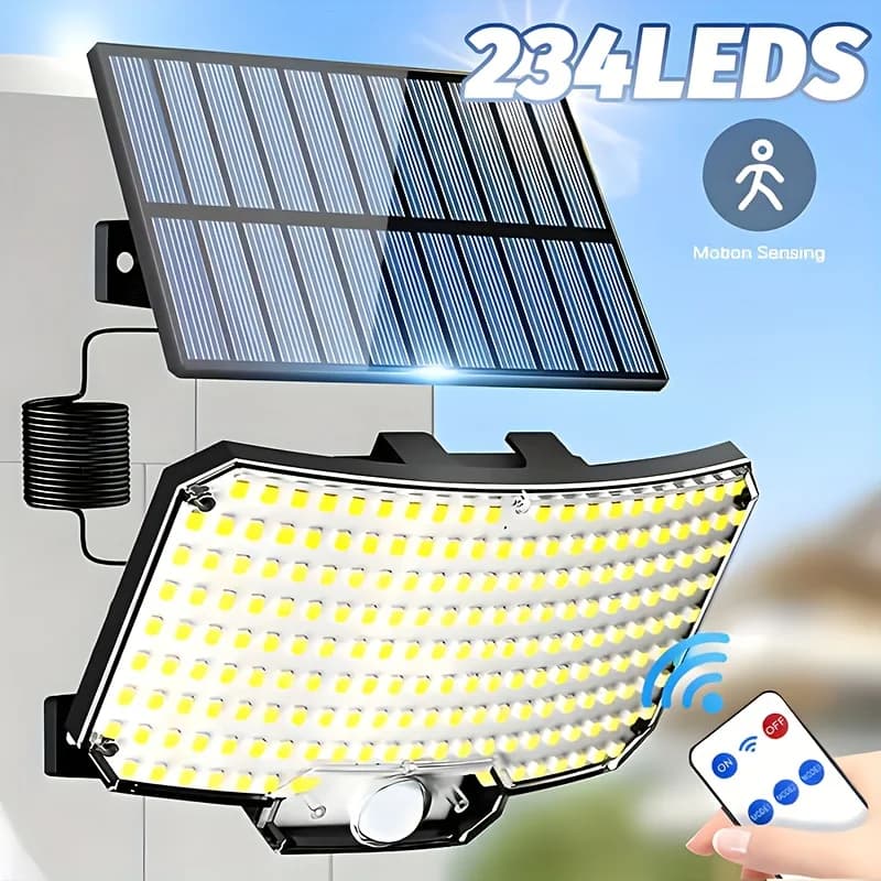 1-2 pezzi di luce solare super luminosa 234LED, lampione con sensore IR, applique da parete decorativa, modalità di commutazione multiple con telecomando