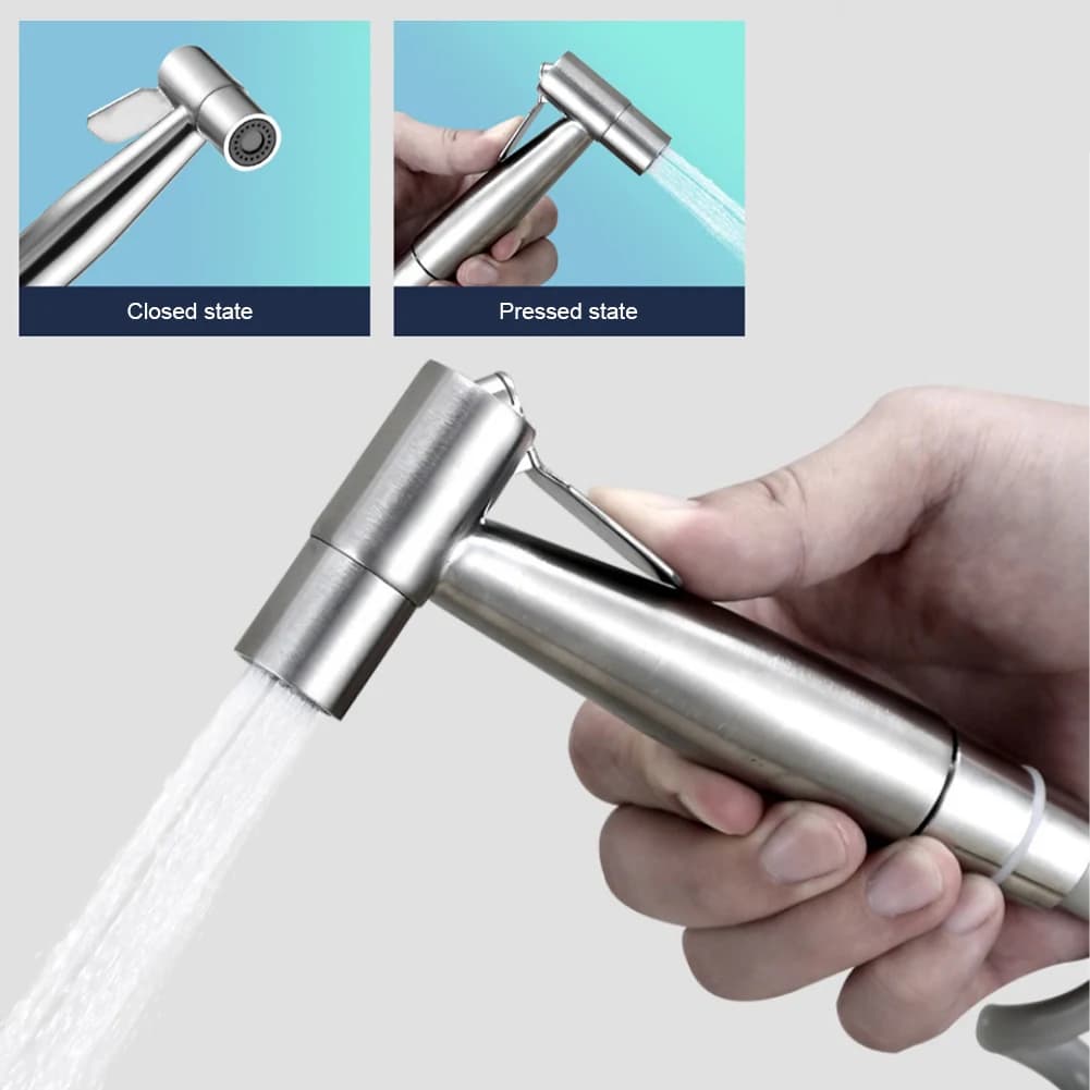 Portable WC sprayer with stainless steel bidet shower with 2-way diverter and hose Set self-cleaning bidet sprayer