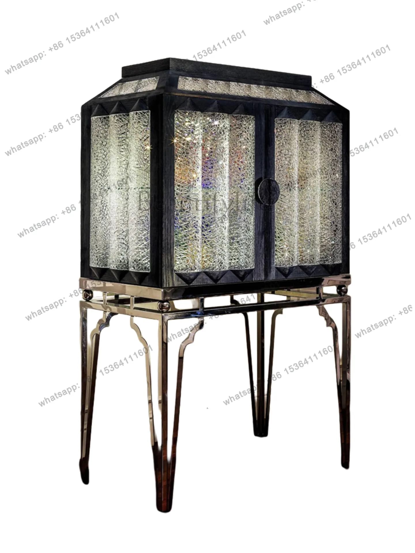 Vetrina per Vini in Cristallo di Lusso Italiana con Illuminazione, Espositore di Alta Gamma per Villa, Mobile Decorativo di Lusso
