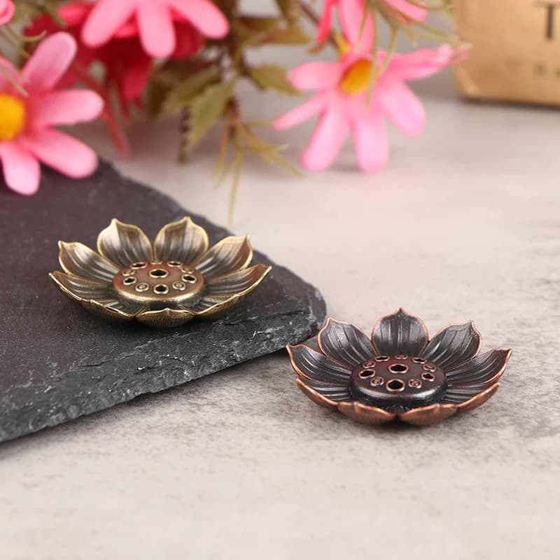 Buddhism Lotus Line Incense Plate Alloy Incense Burner Stick Holder Sandalwood Coil Base Temples Yoga Studios Home Decoration