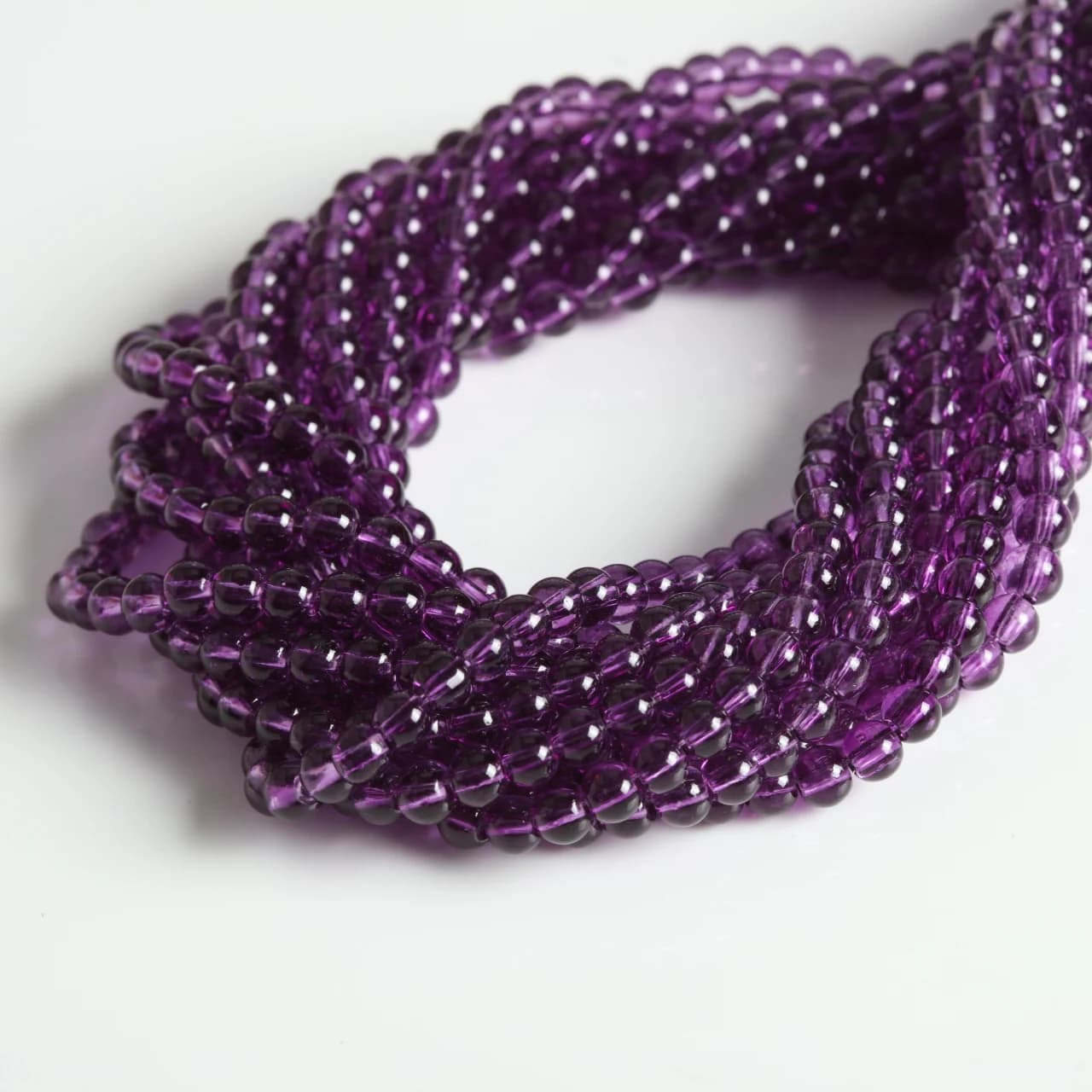 Perline rotonde in vetro trasparente viola da 4 mm, perline rotonde lisce per la creazione di gioielli fai da te, braccialetti e orecchini.