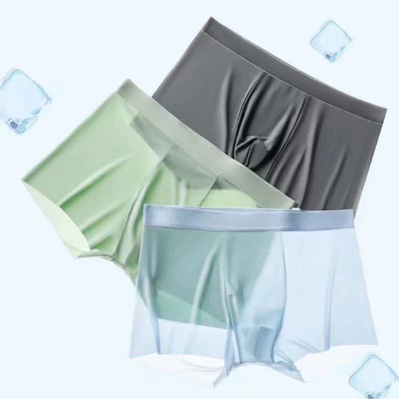 Intimo uomo in seta di ghiaccio Plus Size asciugatura rapida penetrazione sottile seta antibatterica pantaloni angolari piatti freddi e confortevoli